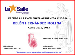 Diploma a la Excelencia Académica Secundaria 2013